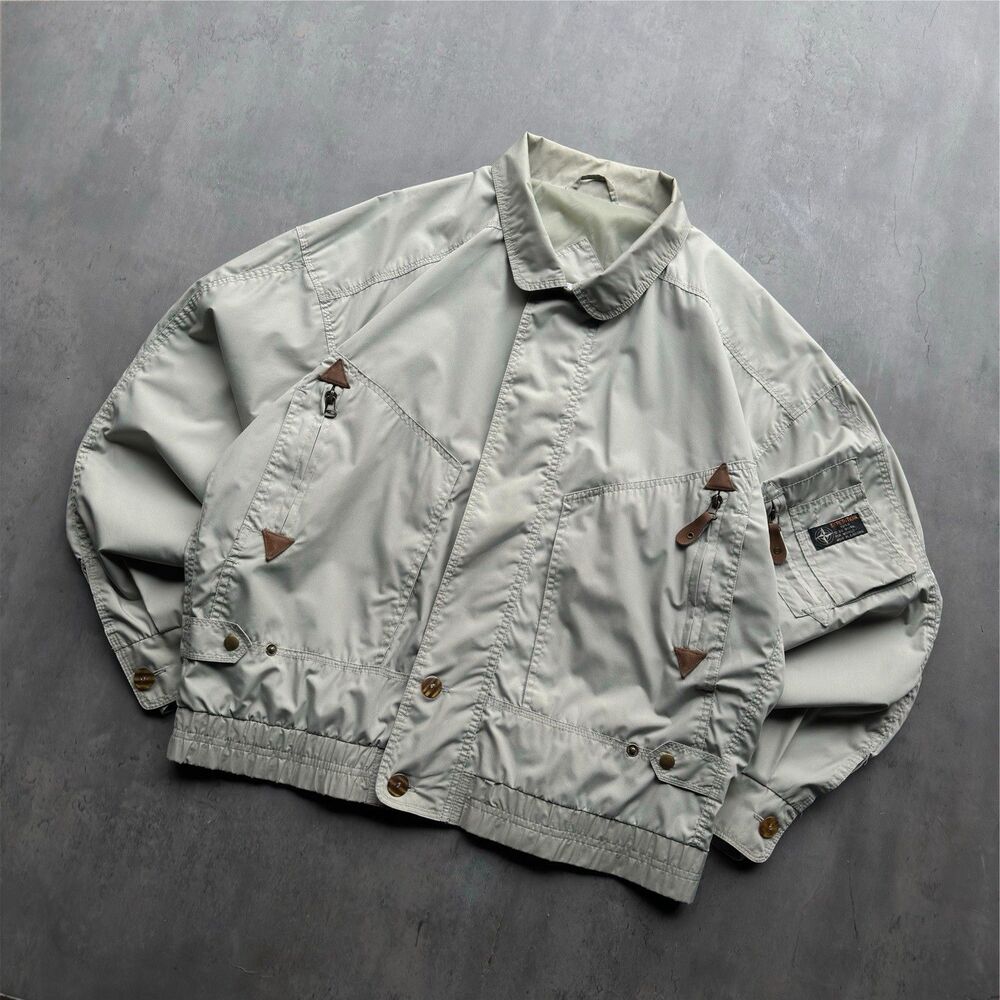 Vintage 90s Expressions Expedition Jacket Mens L Khaki Bomber Utility Coat
